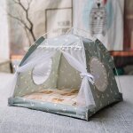 Lit de princesse pour chat, tipi gnral ferm, confortable, avec sol, tente, maison pour chien, mir, ...