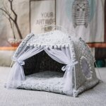 Lit de princesse pour chat, tipi gnral ferm, confortable, avec sol, tente, maison pour chien, mir, ...