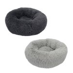 Lit rond et moelleux en peluche pour chien et animal de compagnie, long, en forme de donuts, tapis amovible ...