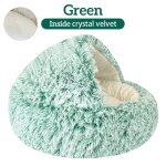 Lit rond en peluche 2 en 1 pour animaux de compagnie, maison pour chat, sac de couchage chaud, litire ...