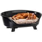 Lit surlev pour chien et chat avec coussin en coton, lit en plastique lavable pour chien et chatpanier ...
