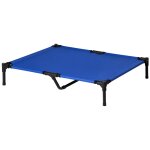 Lit sur�lev� pour chien dim. 92 x 76 x 18 cm sac de transport inclus m�tal oxford haute densit� bleu
