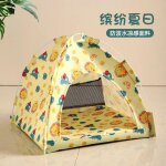 Lit de tente pour animaux de compagnie, canap� amovible pour chat, panier en toile semi - ferm�, maison ...