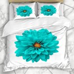 Literie - housse de couette automne fleur bleu turquoise dahlia macro couleur nature closeup cyan bloom ...
