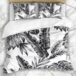 Literie housse de couette jardin feuille tropique plantes floral jungle motif aquarelle nature palmier ...