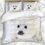 Literie - housse de couette jeune phoque blanc du phoque du groenland sur la glace froid nature nez mignon ...