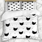 Literie - housse de couette mod��le de chat f��lin patte brune coeur pied noir amour chien design blanc ...