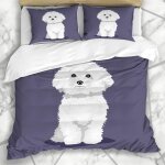 Literie - housse de couette race moelleux blanc bichon frise chien une couleur joyeux faune mignon adorable ...