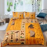Literie �� th��me ��gypte ancienne d, housse de couette, microfibre, avec / taie d'oreiller, confortable, ...