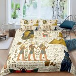 Literie �� th��me ��gypte ancienne d, housse de couette, microfibre, avec / taie d'oreiller, confortable, ...