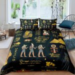 Literie �� th��me ��gypte ancienne d, housse de couette, microfibre, avec / taie d'oreiller, confortable, ...