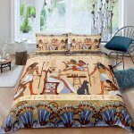 Literie �� th��me ��gypte ancienne d, housse de couette, avec / taie d'oreiller xcm, confortable, respectueuse ...