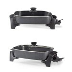 Livoo po�le �lectrique / mijoteuse 40 cm 2200 w ¿ rev�tement antiadh�sif, couvercle en verre tremp�