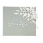 Livre d'or carton botanique 68p 22x19cm vert gris