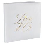 Livre d'or carton petit c�ur or 20p 24cm blanc