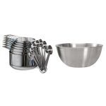 Ljl - 7 tasses emboîtables et 7 cuillères empilables et 1x bol a mélanger en acier inoxydable 304, ensemble ... Ljl - 7 tasses emboîtables et 7 cuillères empilables et 1x bol a mélanger en acier inoxydable 304, ensemble ...