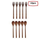 Ljl - ensemble de cuill�res et fourchettes en bois naturel, couverts de cuisine, salade alimentaire (ensemble ...