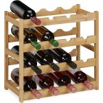 Loc - casier a vin pour 16 bouteilles, hxlxp : 42, 5 x 45 x 23, 5cm, 4 etages, range - bouteilles, bambou, ...