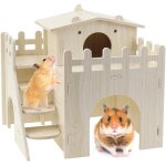 Loc - maison de hamster 2 etages cabane en bois hamster maison cochon d'inde bois hamster maison d'angle ...