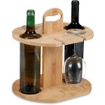 Loc - support pour vin, bambou, 2 bouteilles et 4 verres, hxlxp: 30, 5x30x25cm, idée cadeau pour ?nophiles, ... Loc - support pour vin, bambou, 2 bouteilles et 4 verres, hxlxp: 30, 5x30x25cm, idée cadeau pour ?nophiles, ...