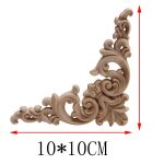 Longues feuilles florales europennes non peintes, bois de caoutchouc sculpt, coin de fentre, applique ...