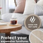 Lot de 10 dessous de verre ronds rutilisables en bois de 9, 5 cm, pour boissons, tasses, bar et verres ...