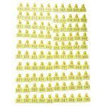 Lot de 100 etiquettes auriculaires numérotées pour bétail, en plastique jaune, pour l'élevage Lot de 100 etiquettes auriculaires numérotées pour bétail, en plastique jaune, pour l'élevage