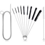 Lot de 11 brosses de nettoyage en nylon - flexible en acier inoxydable - pour th�i�re, buse, expresso, ...