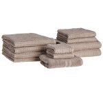 Lot de 11 serviettes de bain en coton taupe areora