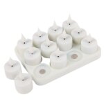 Lot de 12 bougies led rechargeables avec t�l�commande, blanc chaud