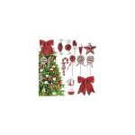 Lot de 12 d�corations de no�l suspendues rouges cannes en sucre bonbons, motifs festifs pour sapin fen�tres ...
