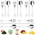Lot de 15 couverts pour enfants - 5 fourchettes, 5 cuillères, 5 couteaux - a partir de 1 an - en acier ... Lot de 15 couverts pour enfants - 5 fourchettes, 5 cuillères, 5 couteaux - a partir de 1 an - en acier ...