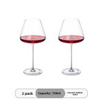 (lot de 2 - 720 ml) verres a vin de bourgogne en cristal de 720 ml, design cannel moderne de luxe, lavables ...