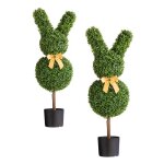 Lot de 2 arbustes d�coratifs en forme de lapin - duoku - hauteur 914 mm - plantes artificielles - pour ...