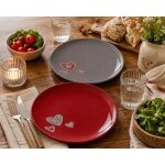 Lot de 2 assiettes rondes en gr�s ¿ motif c?urs ¿ 21 cm