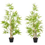 Lot de 2 bambous artificiels 1, 20h m - 369 feuilles - pot noir