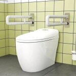 Lot de 2 barres d'appui wc et douche 60 cm, rabattables, acier inoxydable blanc, antid�rapantes, seniors ...