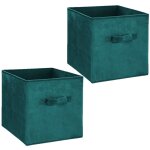 Lot de 2 boites de rangement design velours mix n' modul - l. 31 x l. 31 cm - bleu canard