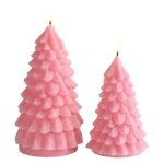 Lot de 2 bougies led sapin no�l roses cire v�ritable avec t�l�commande minuterie luminosit� ambiance ...