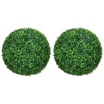 Lot de 2 buis artificiels topiaires artificielles en forme de boule � 40 cm pe vert