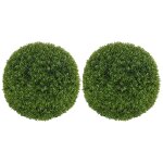 Lot de 2 buis artificiels topiaires artificielles en forme de boule � 40 cm pe vert