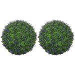 Lot de 2 buis artificiels topiaires boules �42cm avec fleurs de lavande