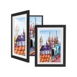 Lot de 2 cadres de rangement en bois noir 33x24 cm pour 150 feuilles a4 avec fermeture magn�tique et ...