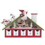 Lot de 2 calendriers de l'avent maison en bois blanc et rouge