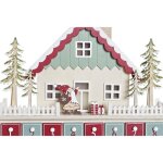 Lot 2 de calendriers de l'avent maison en bois bleu et rouge Lot 2 de calendriers de l'avent maison en bois bleu et rouge