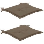 Lot de 2 coussins de chaise de jardin 100% polyester imperm�able taupe 50x50x3 cm dec021732