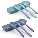 Lot de 2 couverts s avec etui, fourchette, couteau, cuillre, ensemble de couverts portables en plastique ...