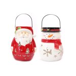 Lot de 2 d�coration de no�l lanterne xmas - p�re no�l et bonhomme de neige