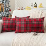 Lot de 2 ecossais a carreaux rustique de ferme housses coussin d�corations noel int�rieurde pour canap� ...