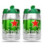 Lot de 2 f�ts de 5l - heineken bi�re blonde